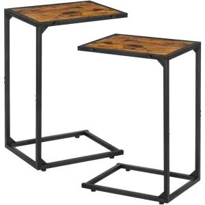 2-Pack Slim Wood Look C-Shaped Side Table